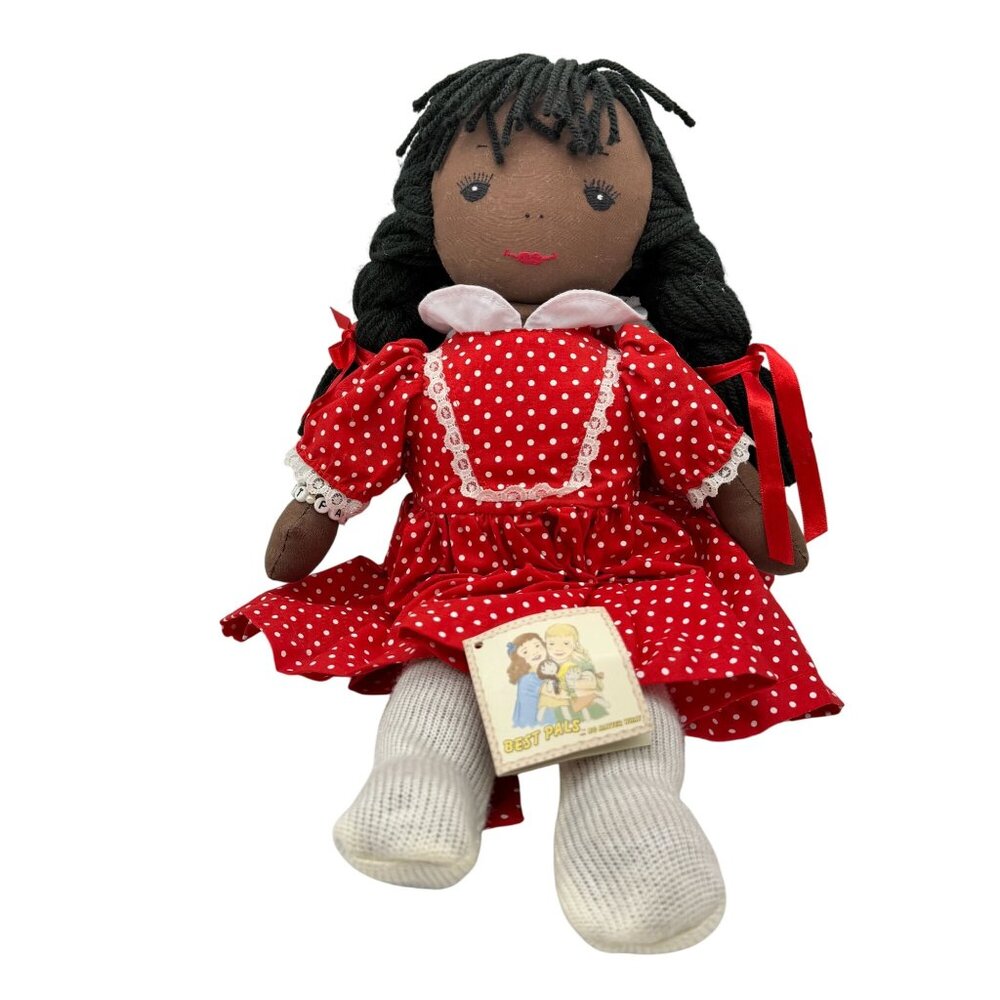 Lennon Sister Best Pals cloth rag doll Sofia black African American 16"Red polka